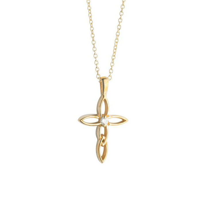 14K Gold Cross With Diamond – Everlink Jewelry
